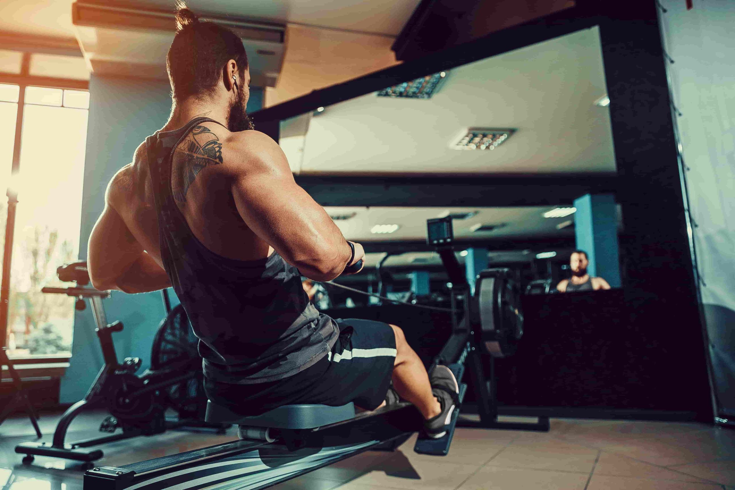 Rameur d'appartement en utilisation dans un salon