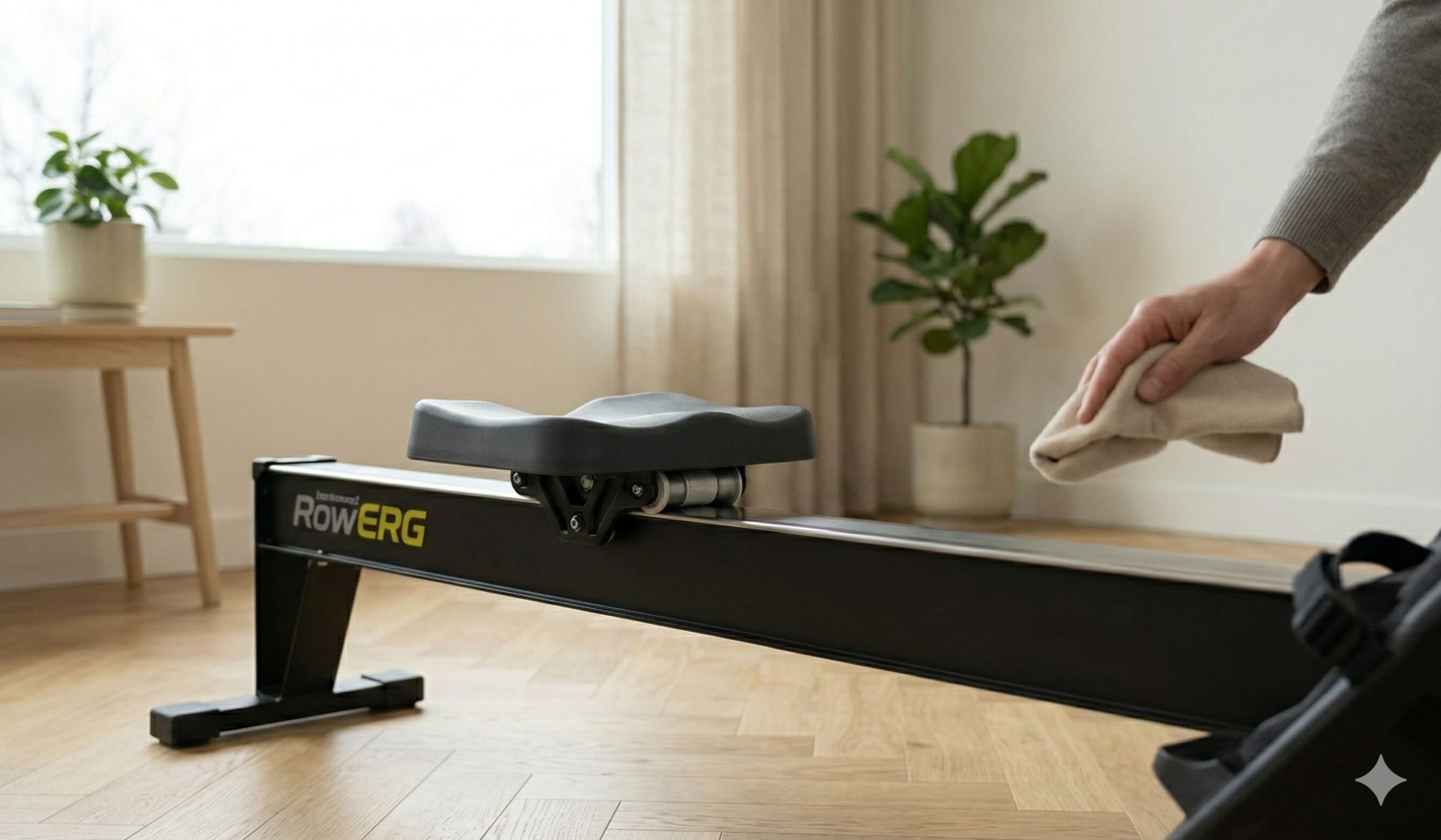 Détail du rail et du siège du Concept2 RowErg — qualité de fabrication et solidité