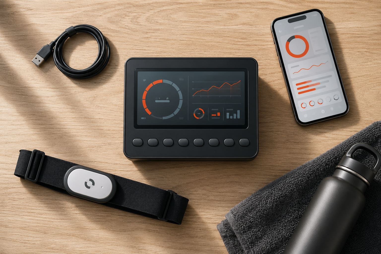 Console PM5 Concept2 connectée à smartphone et ceinture cardio Polar H10
